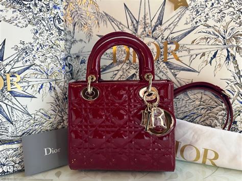 lady dior cherry red patent|dior cherry red patent calfskin.